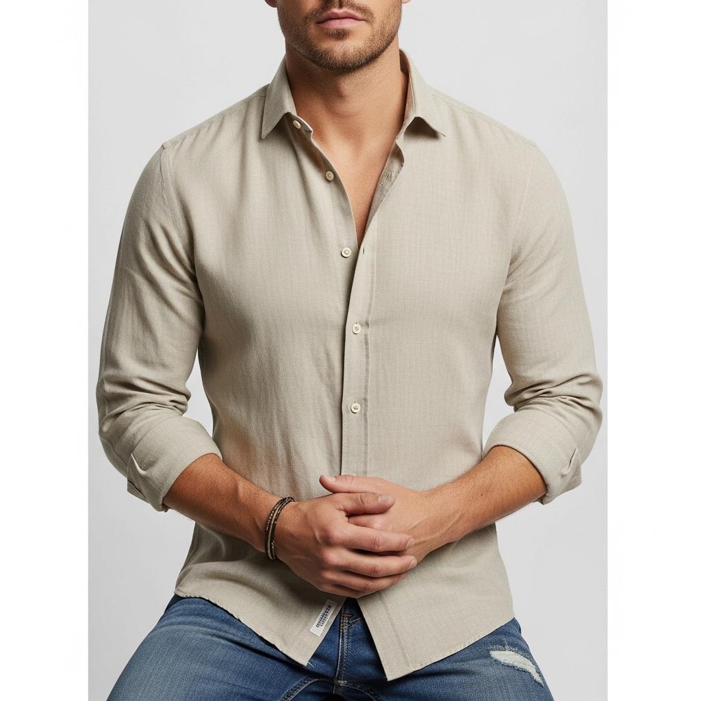 Overhemd beige linnen